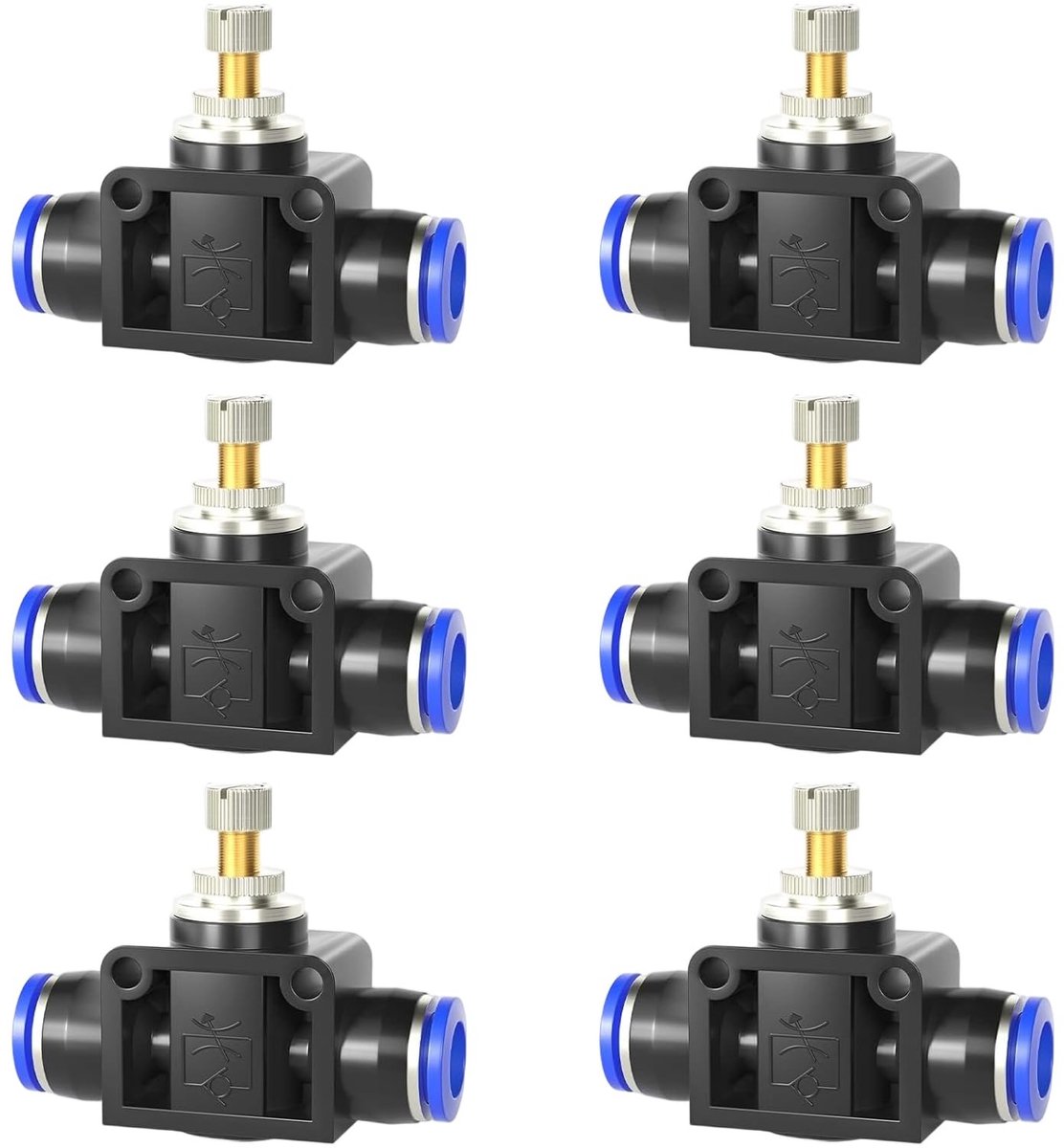 Dailygoods- Luchtstroomregelventiel 6 stuks - Pneumatische Connector 6 mm - Bidirectionele Instelbaarheid - Stabiele Afdichting - Eenvoudige Installatie - Hoogwaardig Materiaal - Pneumatische Klep