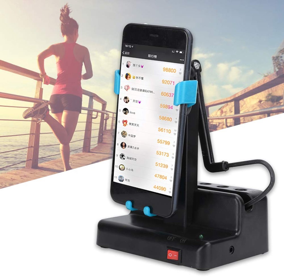 Dailygoods- Telefoon Shaker Duurzaam - Verstelbare Standaard - Automatisch Stappen Tellen - Eenvoudig Bediening - Veilig en Handig - Tot 8000 Stappen Per Uur - Stappenteller