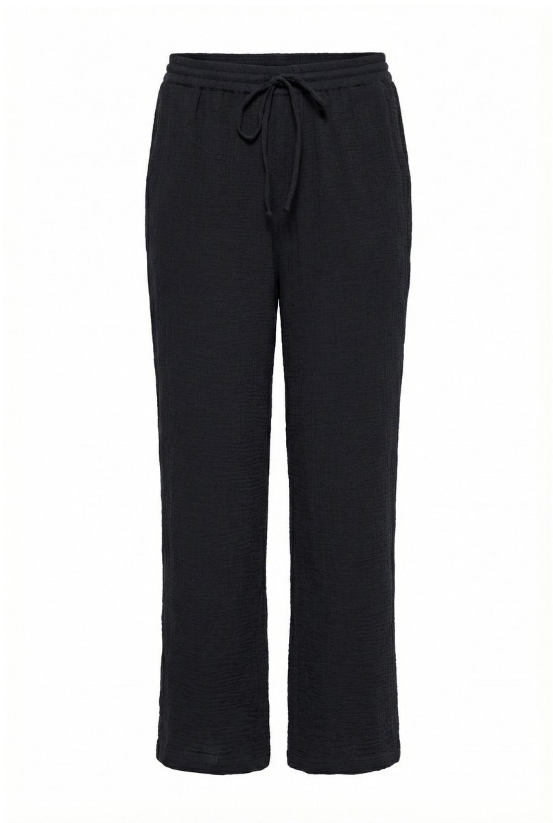 Angel of Style - Dames - Mousseline broek wijde rechte pijp - Zwart - Maat 52