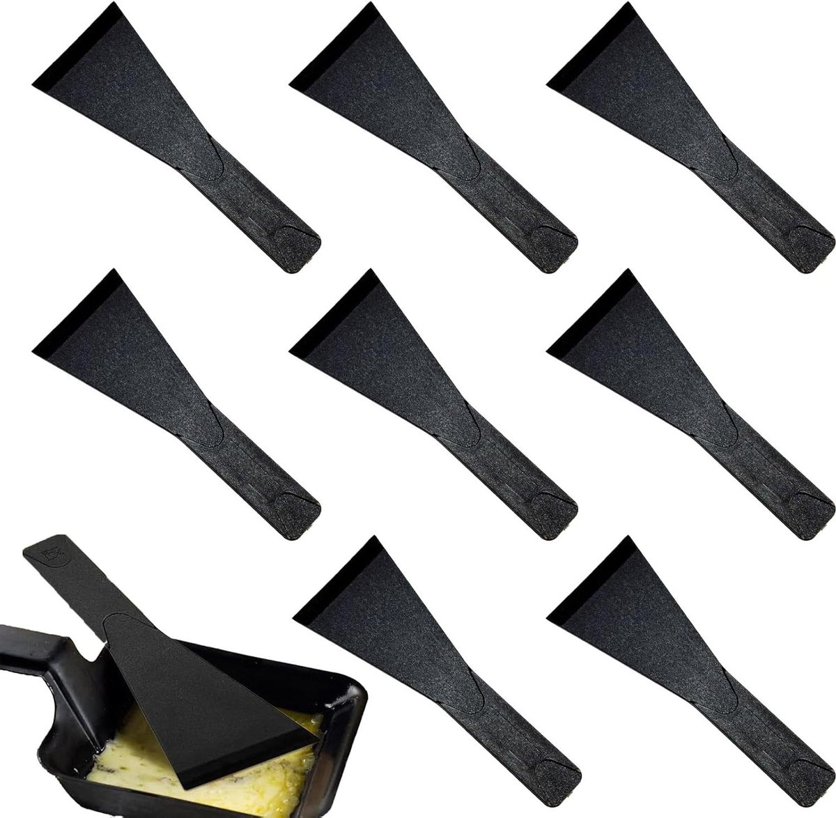 Raclettespatels Kaasspatels Fondue Lepels Kaas Fonduen Anti-aanbaklaag 137 x 51 mm Zwart