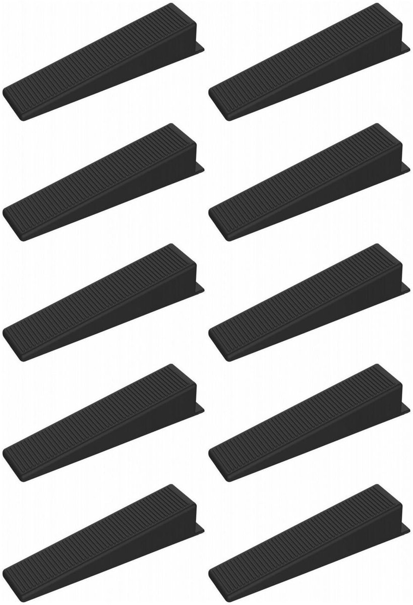 Dailygoods- Hekpaneelwiggen 10 stuks - Zwarte Kunststof Wiggen - Lichtgewicht - Waterpas Stellen - Stevig en Duurzaam - Afmetingen 8,5 x 2 x 1,6 cm