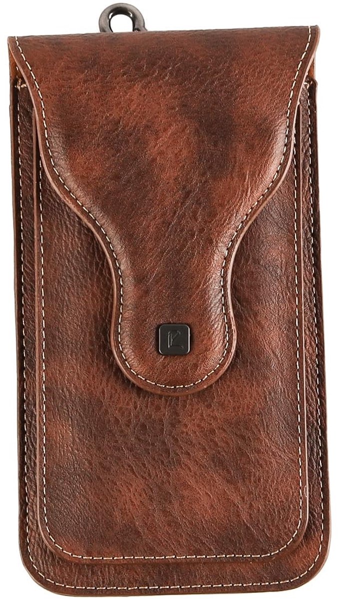 Dailygoods- Heuptas Heren - Mobiele Telefoonhouder - Dubbellaagse Holster - Universele Compatibiliteit - Voor Wandelen/Fietsen - PU Materiaal - 6,5 Inch