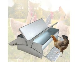 apparatuur het voeren van groot pluimvee Met de voet bediende kippenvoerbak automatische kippenvoerbakken accessoires kippenhokken Knaagdier- en regenbestendig,Silver/b