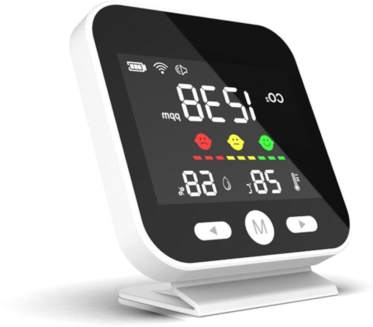 Luchtkwaliteit Meter - CO2 Detector - Gezonde Leefruimte - Geïntegreerde Meting - 95x100x52MM - Wit