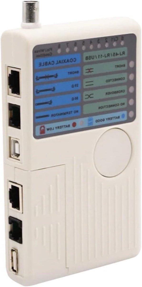 Netwerkkabeltester - LAN Kabel Tracker - Netwerk Installatie - 4 Soorten Testen - 162 x 85 mm - Wit