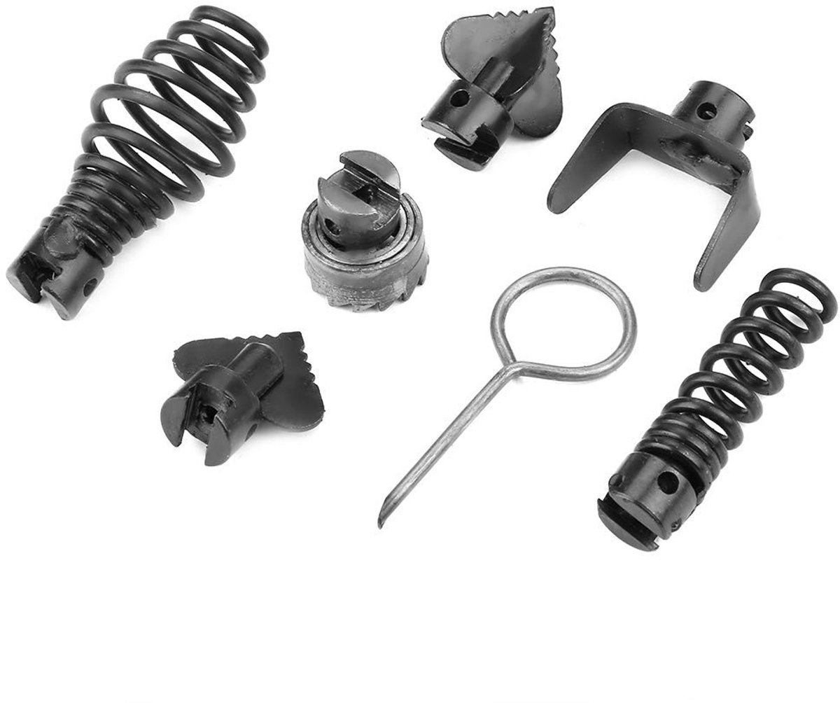 Dailygoods- Afvoerreiniger Complete Set - 7-delige Snijkop - Manganese Staal - 16 mm Collet Diameter - Geschikt voor Dredger - Lichtgewicht 220g - Afvoerbuisreiniger