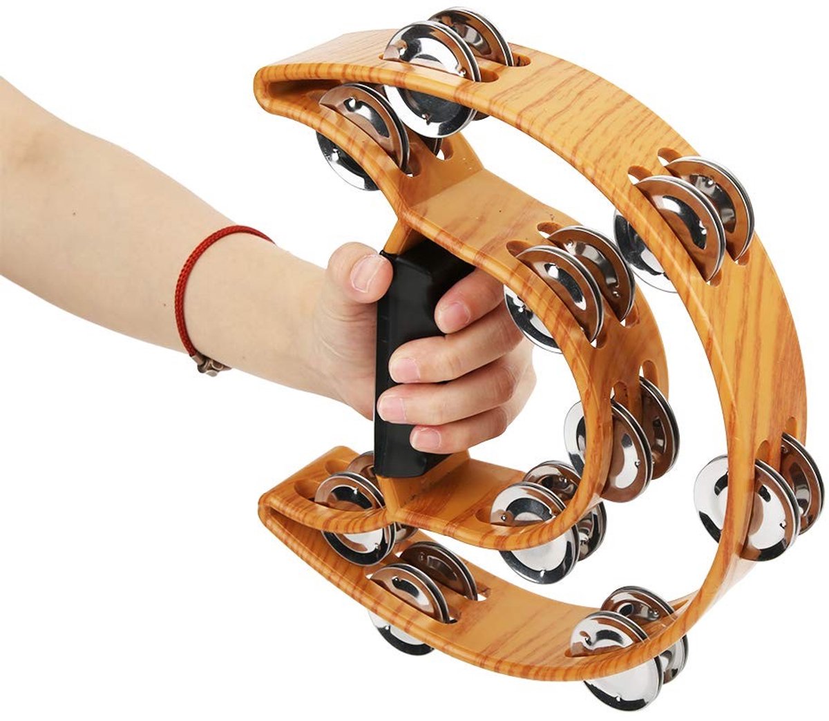 Dailygoods- Tamboerijn Dubbele Rij - Ergonomische Grip - Percussie-instrument - Handbell - Geschikt voor Volwassenen - Muzikaal Speelplezier - Handbel
