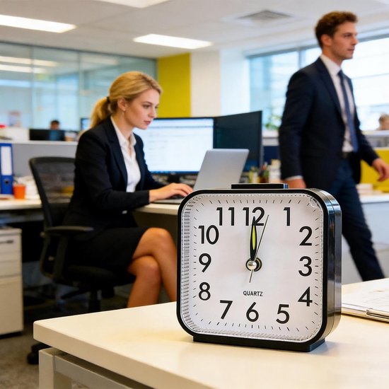 Slaapkamer Klok - Bureau Klok - Stil Ontwaken - Aanraakgevoelige Verlichting - 9 Centimeter - Wit — afbeelding 2