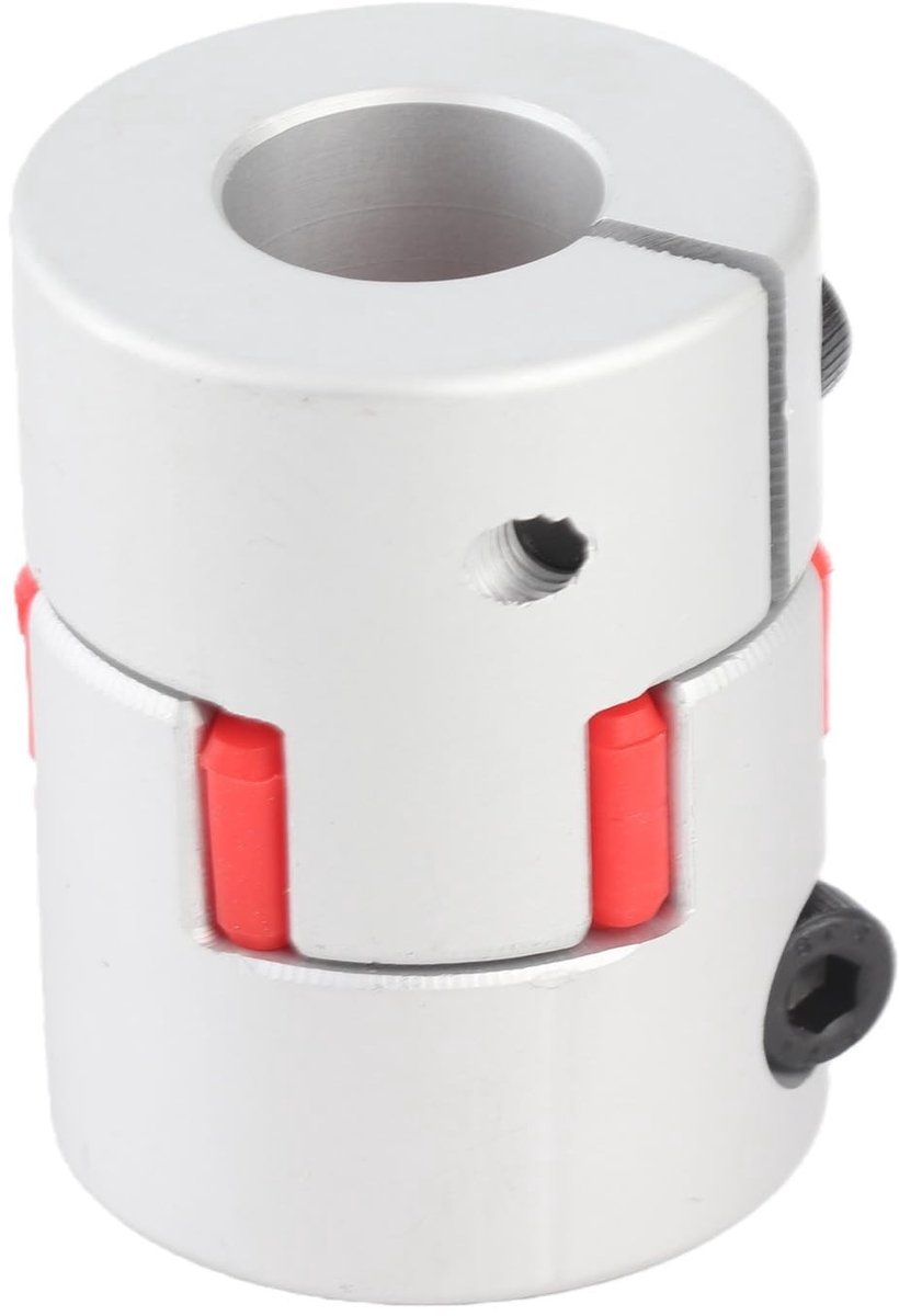 Dailygoods- Elastische Koppeling Aluminium - Koppelingsas Pruim - Gatdiameter 8-12 mm - Nominaal Koppel 20 N.m - Toelaatbaar Toerental 10.000 tpm - Schokbestendig en Duurzaam