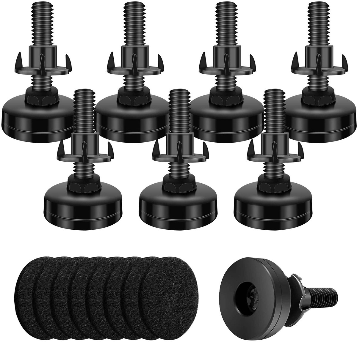 Dailygoods- Meubelpoten verstelbaar - Meubelverhoger - Meubelpoten set van 4 - Robuuste verstelschroef - Vilt - Geschikt voor tafel/stoel/bed - Meubelsteunen