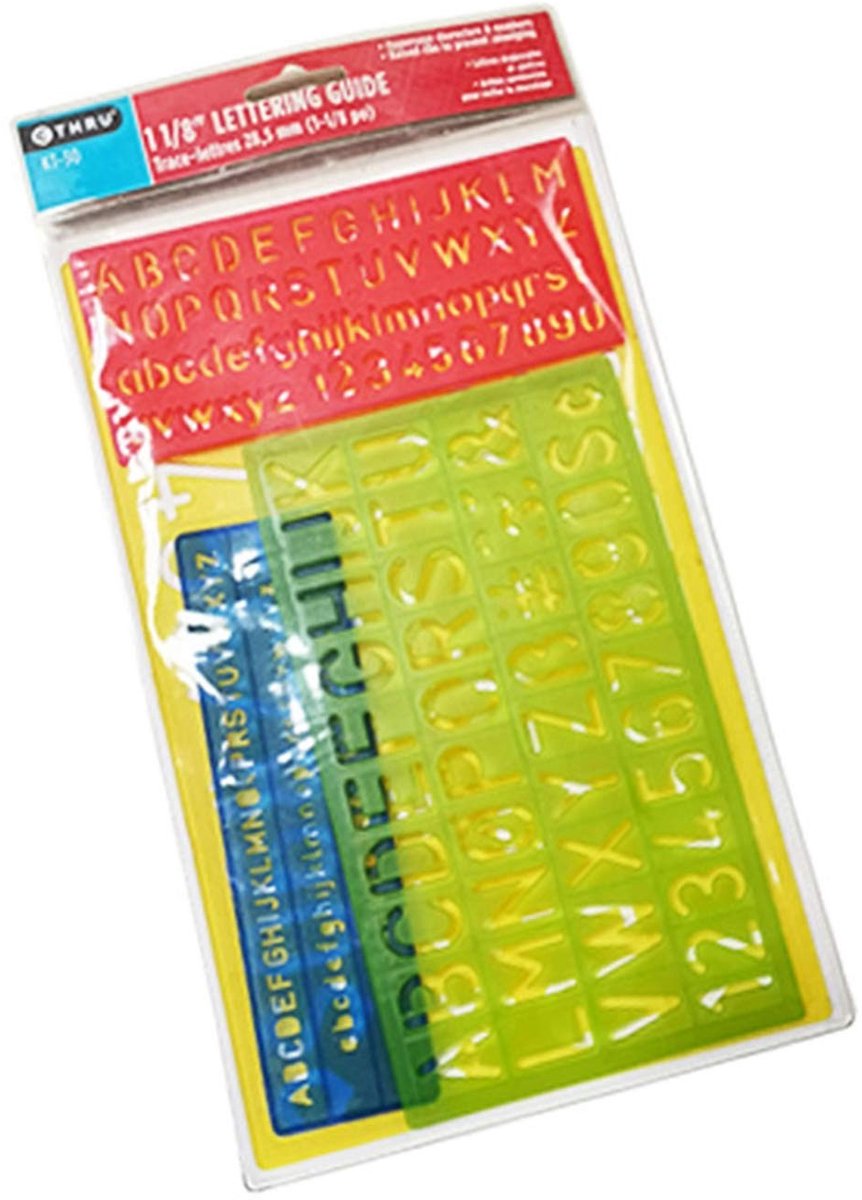 Dailygoods- Lettersjablonen kunststof - Alfabetsjabloon 4 stuks - Lettergeleiders - Meerdere kleuren - Herbruikbare sjablonen - Breed scala aan toepassingen - Stencils