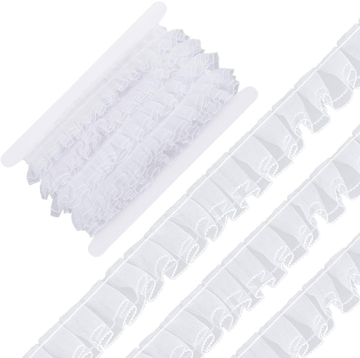 Dailygoods- Kant Trim Dubbellaags Ontwerp - Decoratie Lint - Geplooide Stof - Polyester - 5 m - 22 mm Grootte - Decoratielint