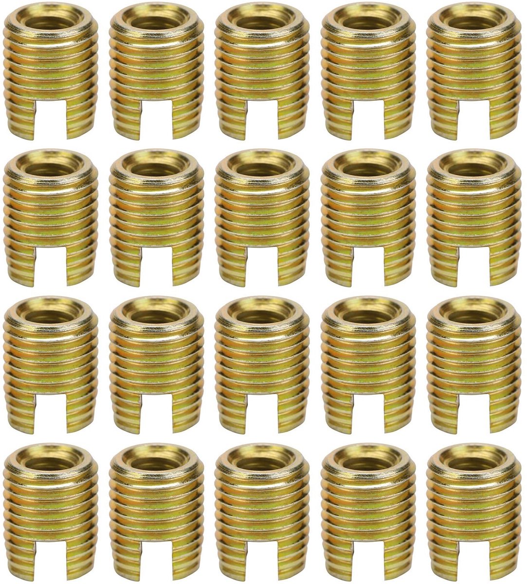 Dailygoods- Schroefdraadinzetstukken 20 Stuks - Koolstofstaal - Reparatieset - Zelftappend - M8 x 1,25 / M12 x 1,5 - Duurzaam - Eenvoudig te installeren - Schroefinzet