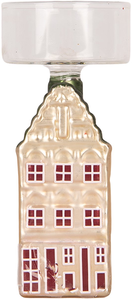 Clayre & Eef Waxinelichthouder 5x5x12 cm Zilverkleurig Glas