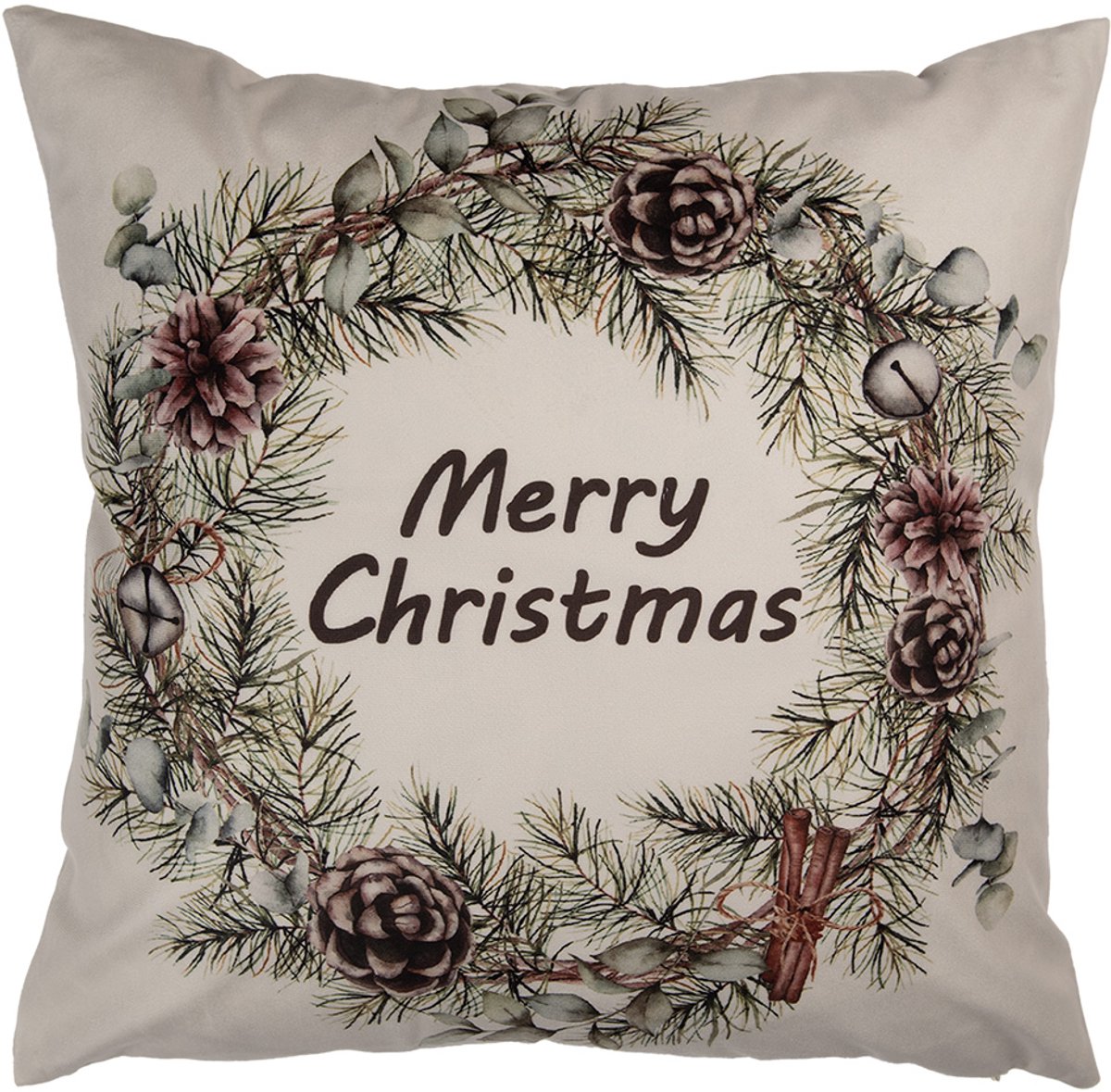 Clayre & Eef Sierkussen 45x45 cm Beige Polyester Kerst