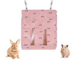 Dailygoods- Hooivoeder Hoge Kwaliteit - Voedseldispenser - Opvouwbaar - Eenvoudige Reiniging - Voor Konijnen/Chinchilla's - 2 Openingen - Voederzak