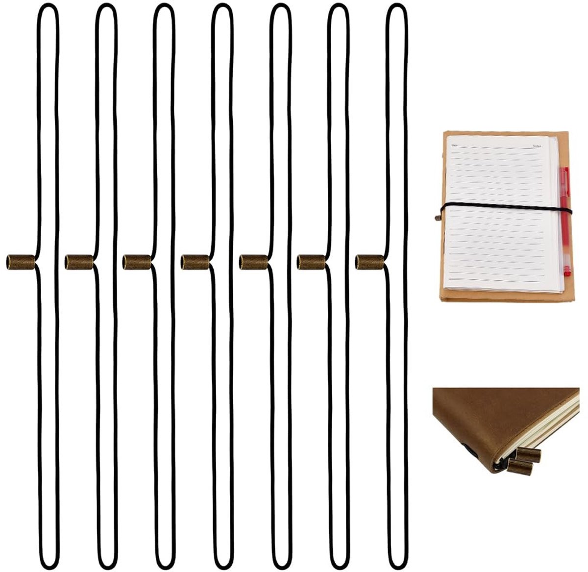 Dailygoods- Elastische Banden 30 Stuks - Rekbare Bandjes - Reisnotitieboekjes - Hervulbare Dagboeken - Duurzaam Vezelmateriaal - 300 mm Lengte - Notitieboekband
