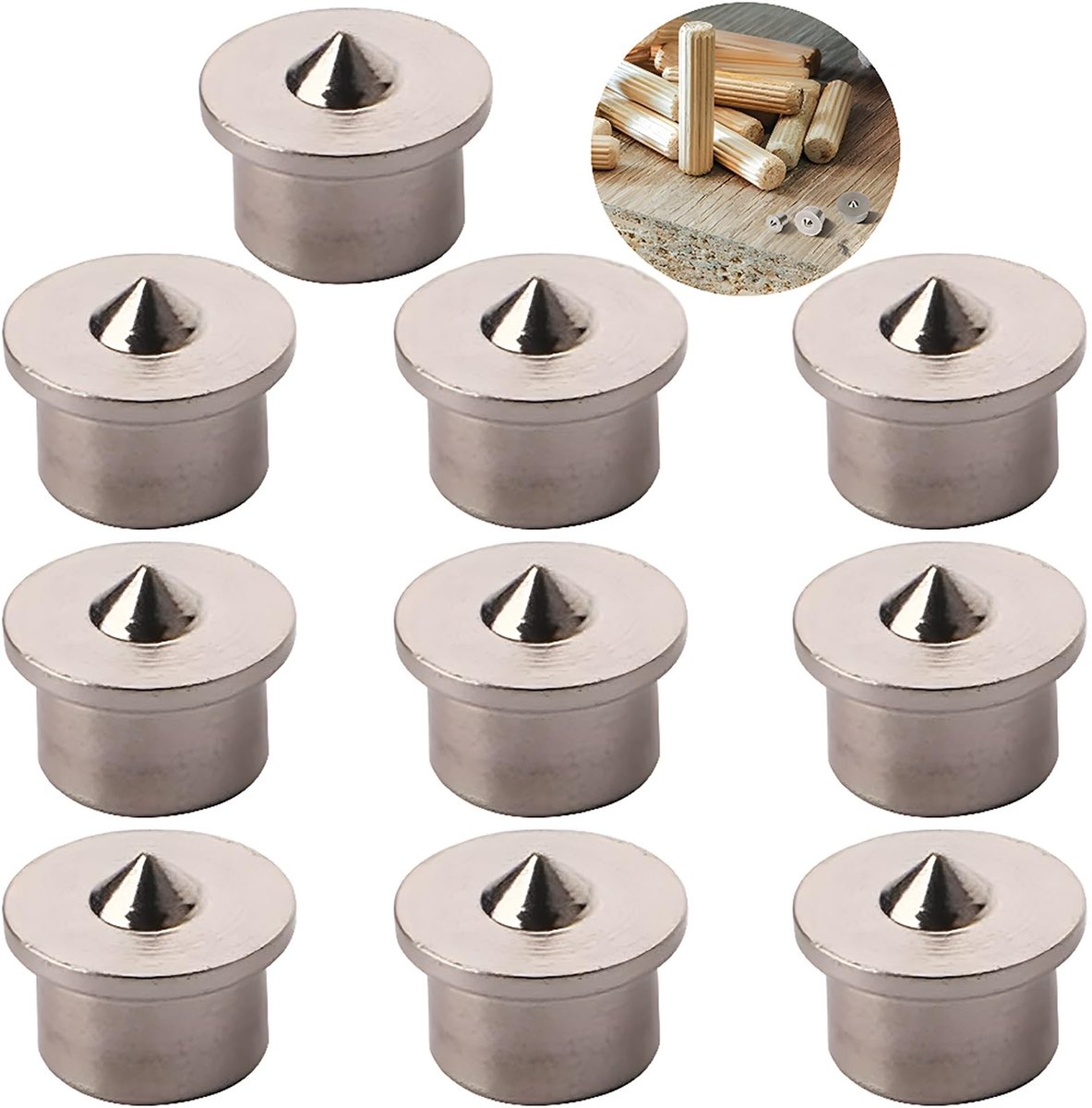 Dailygoods- Deuvelpen 8 mm - Houtbewerking Tool - Uitlijning - Boorgaten Positionering - 10 Stuks - Roestvrij Staal - Houtbewerkingstools