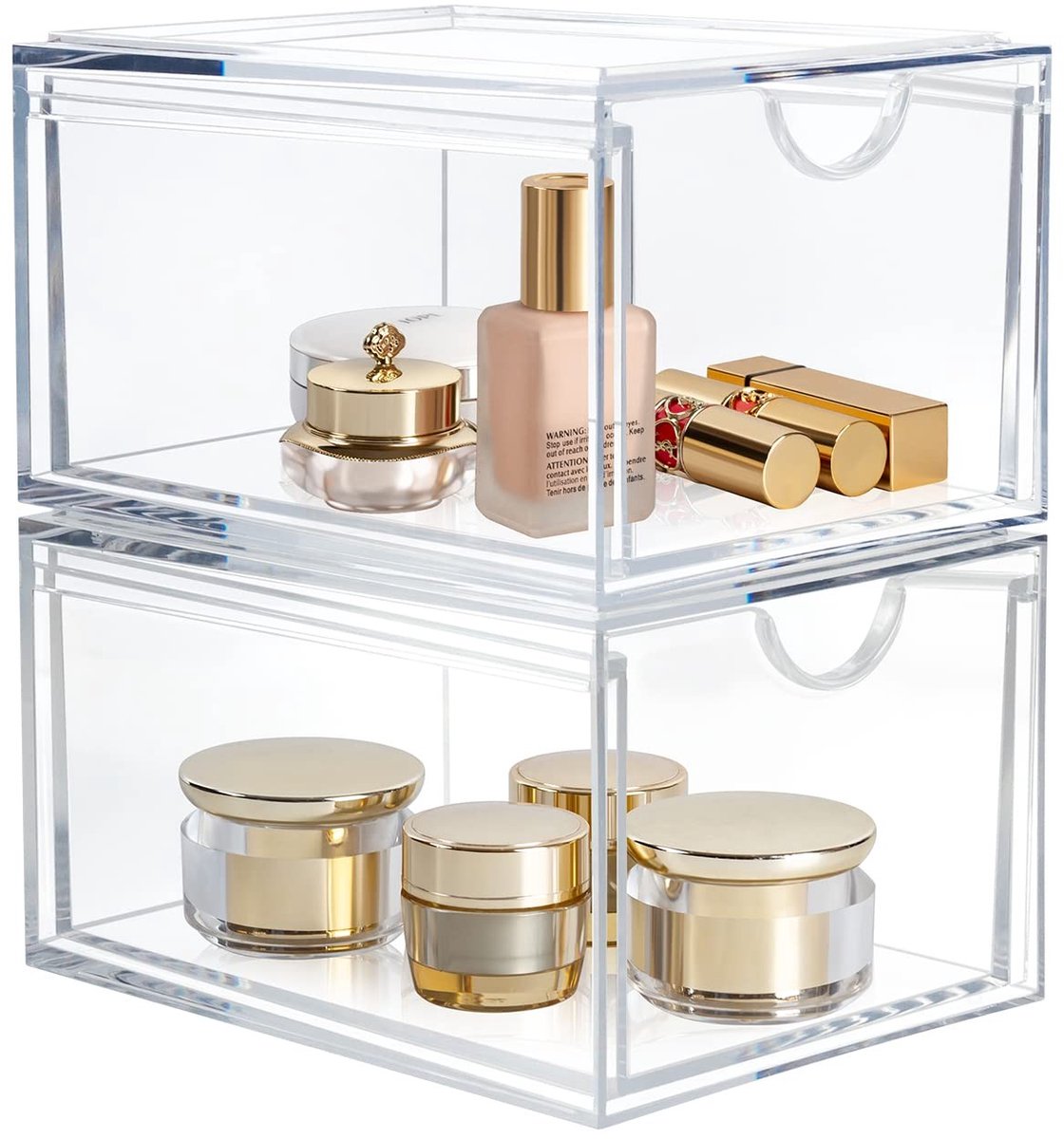 Dailygoods- Cosmetische Organizer Draaibaar - Stapelbare Lades - Transparant Acryl - Make-up Organizer - Huidverzorging - Haaraccessoires - Ideaal voor Badkamer en Dressoir