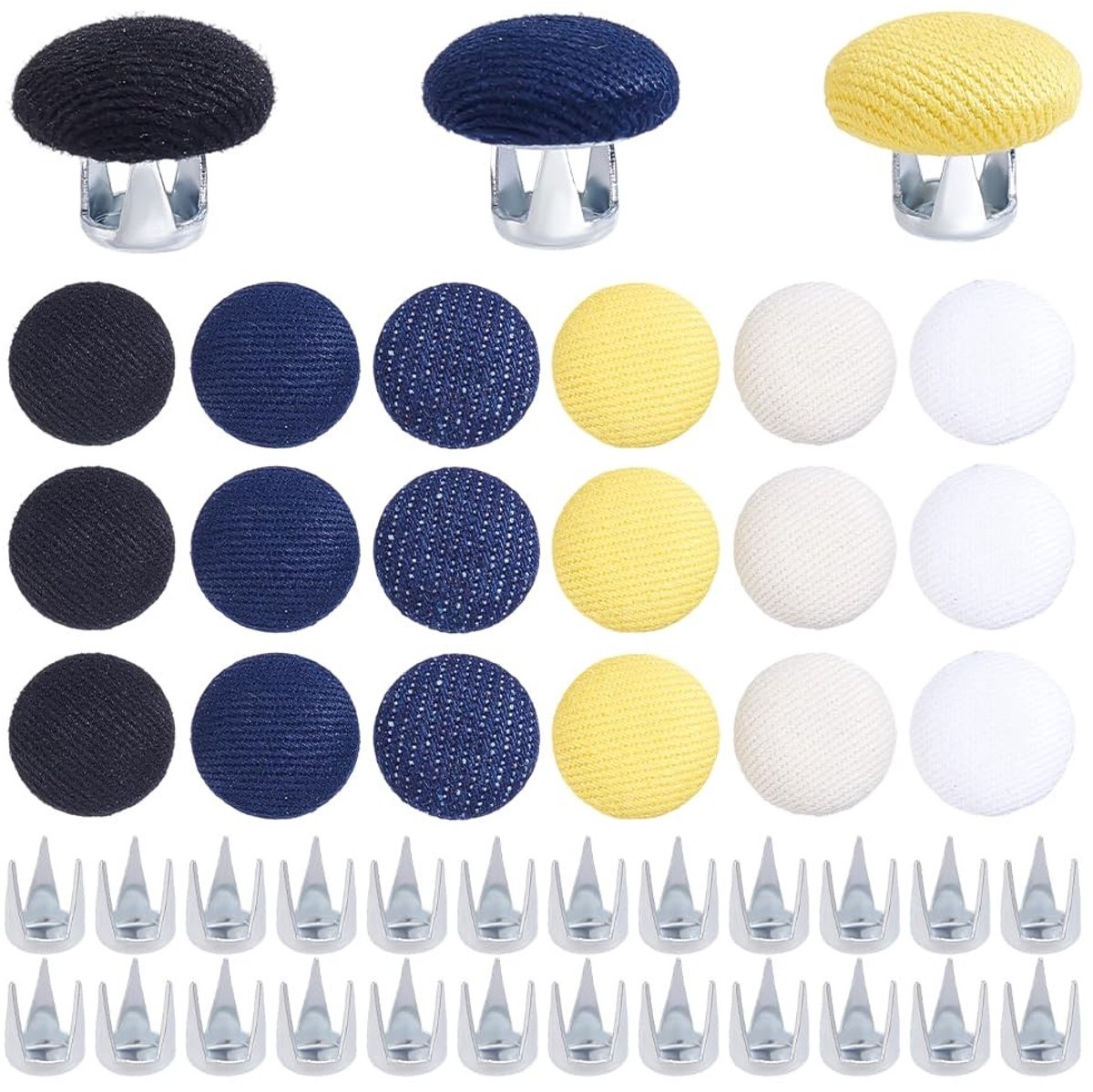 Dailygoods- Baseballpetknopen 24 Sets - Vervangende Knopen 14,5 mm - Klinknagels - Stof Beklede Knopen - Repareren van Kleding - Probleemloze Installatie