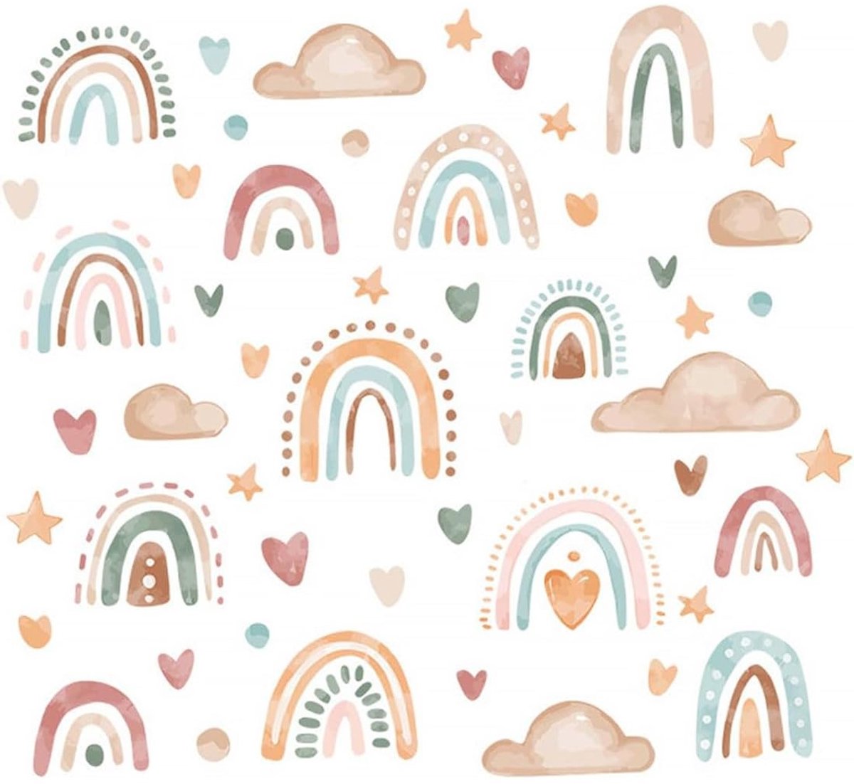 Dailygoods- Muurstickers - Regenboog Muurstickers - Hart Muurstickers - Bohemian Muurstickers - Wanddecoratie Kinderkamer - Hoogwaardige Zelfklevende Materialen - Muurdecoratie