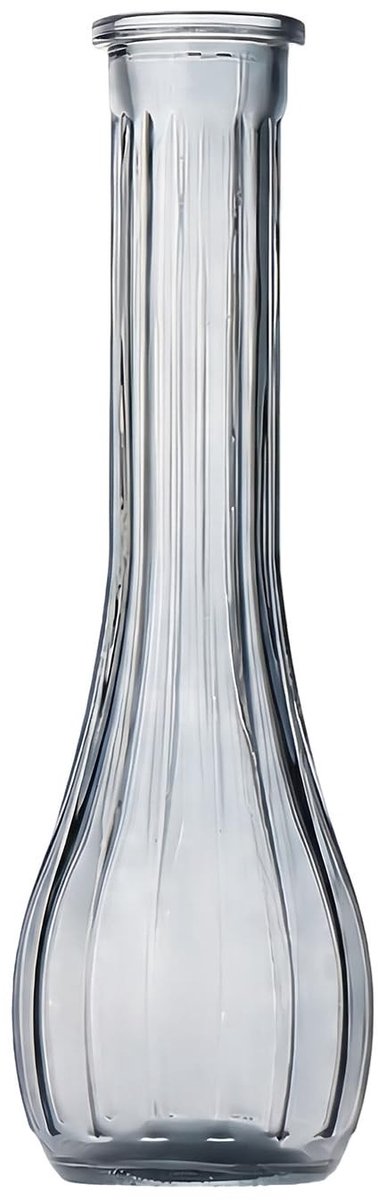 Dailygoods- Glazen Vaas Elegante Handgemaakte Ontwerp - Bloemenvaas - Decoratieve Vaas - Smalle Hals - 20 cm Hoogte - Verticaal Gestreept
