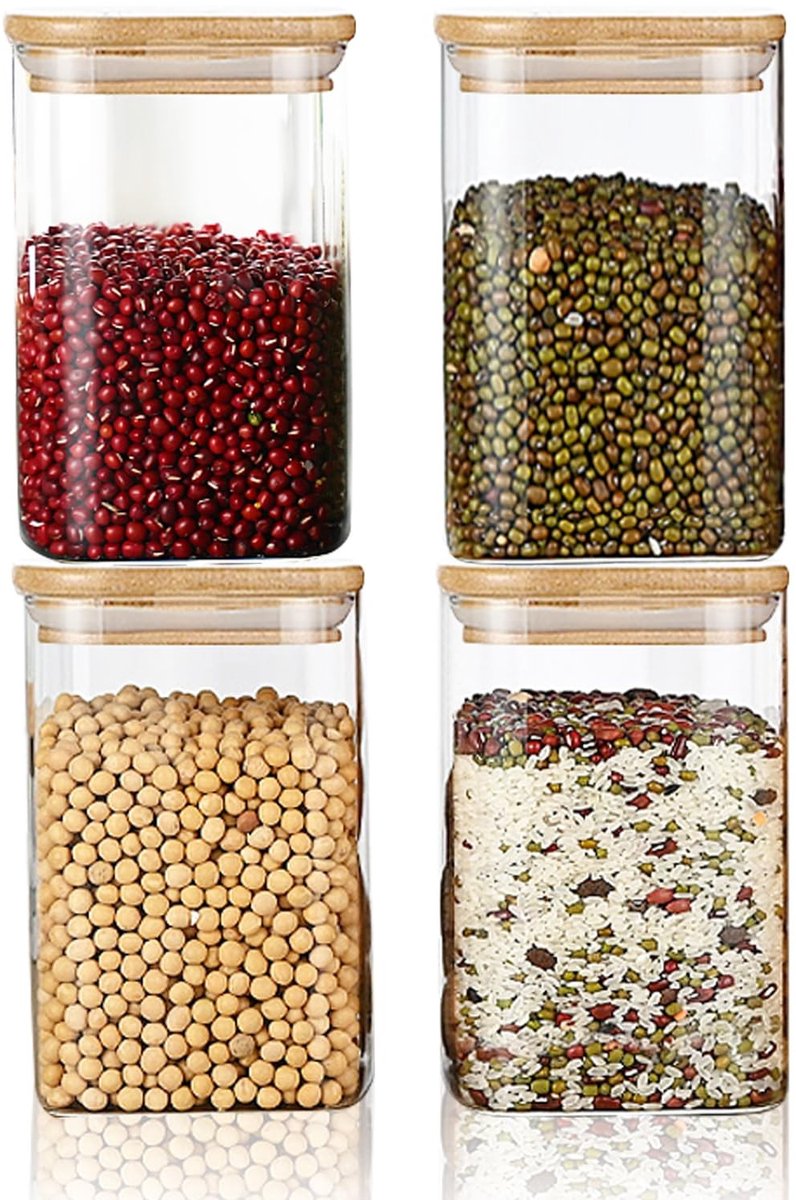 Dailygoods- Opslagpotten 1100ml - Glazen Opslagcontainers - Luchtdichte Potten - BPA-vrij - Vaatwasserbestendig - Modern Design