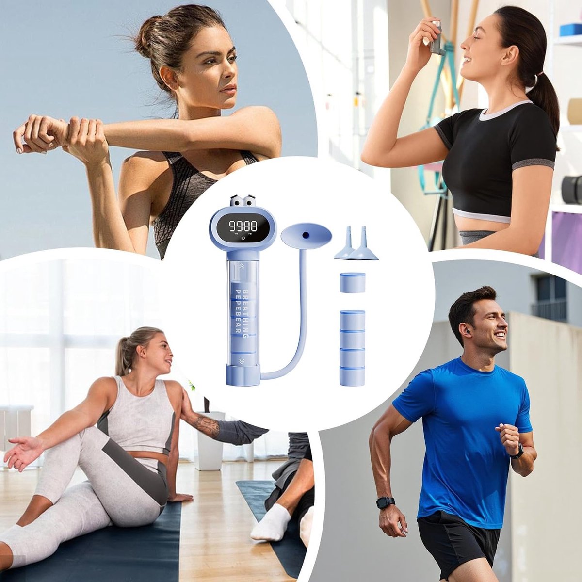 Ademhalingstrainer - Longtrainer - Ademhalingsverbetering - Real-time feedback - 22.5 cm - Niet gespecificeerd