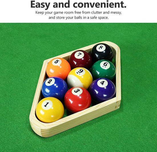 Biljartballenrek - Diamantrek Pool - Speelkamer Organiseren - Massief Hardhout - 30 x 21 x 3 cm - Houtkleur — afbeelding 4