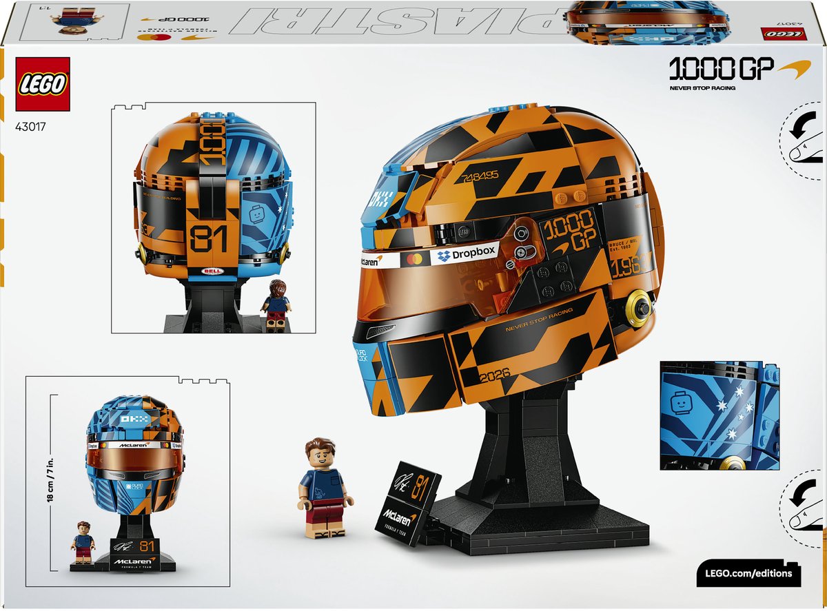 LEGO Editions McLaren Mastercard F1 Team Helm van Oscar Piastri Bouwpakket voor Kinderen 43017 — afbeelding 9