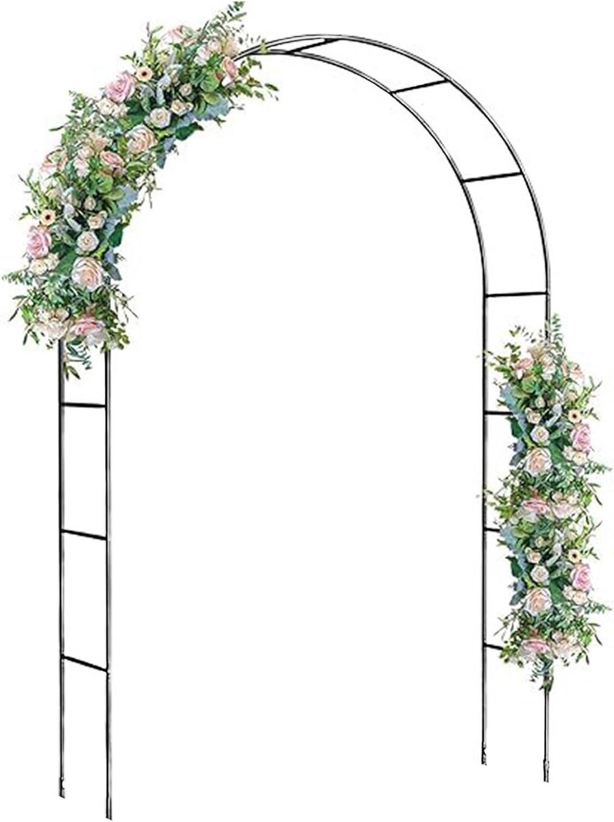 Roestvrijstalen tuinboog 2,4 m hoge tuinbogen metalen sterke metalen tuinboog outdoor tuin latwerk voor klimplant achtertuin gazon patio bruiloft verjaardagsfeestje decoraties