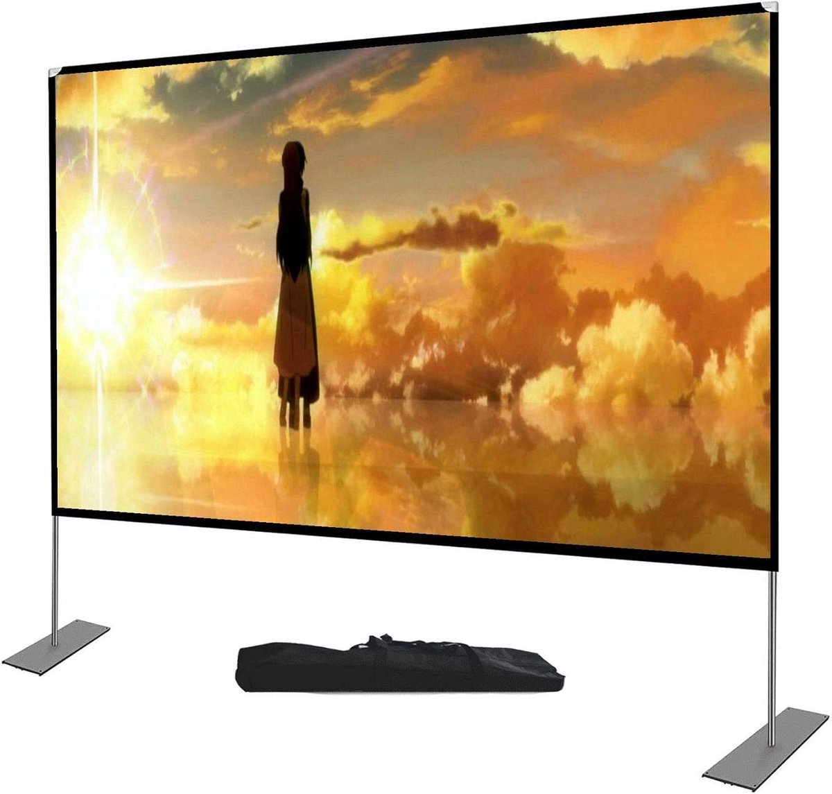 Draagbaar Projectiescherm - Filmscherm Beamer - Thuisbioscoop Buitenfilm - Kreukvrij Met Standaard - 80-120 Inch 16:9 - Wit
