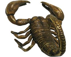 Metalen Schorpioen - Insect Beeldje - Desktop Decoratie - Vintage Textuur - 5.2 x 4.2 cm - Goud