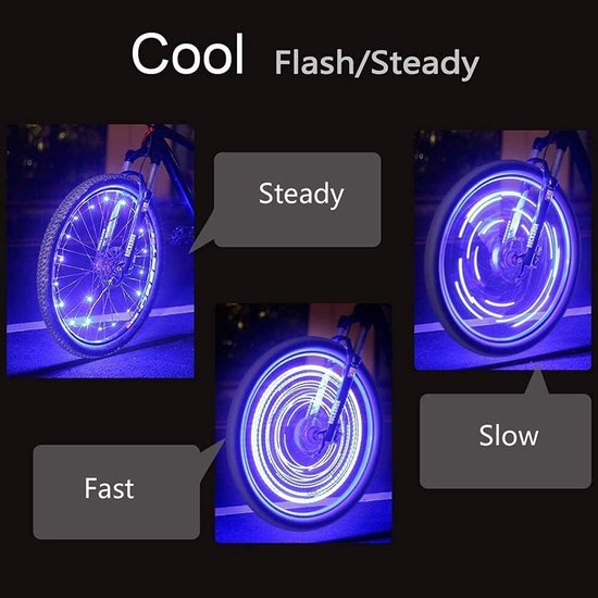 Fietswielverlichting LED - Fietsverlichting Set - Nachtelijke Rit - 20 Waterdichte Lichten - 2.2 Meter Draad - Blauw — afbeelding 5
