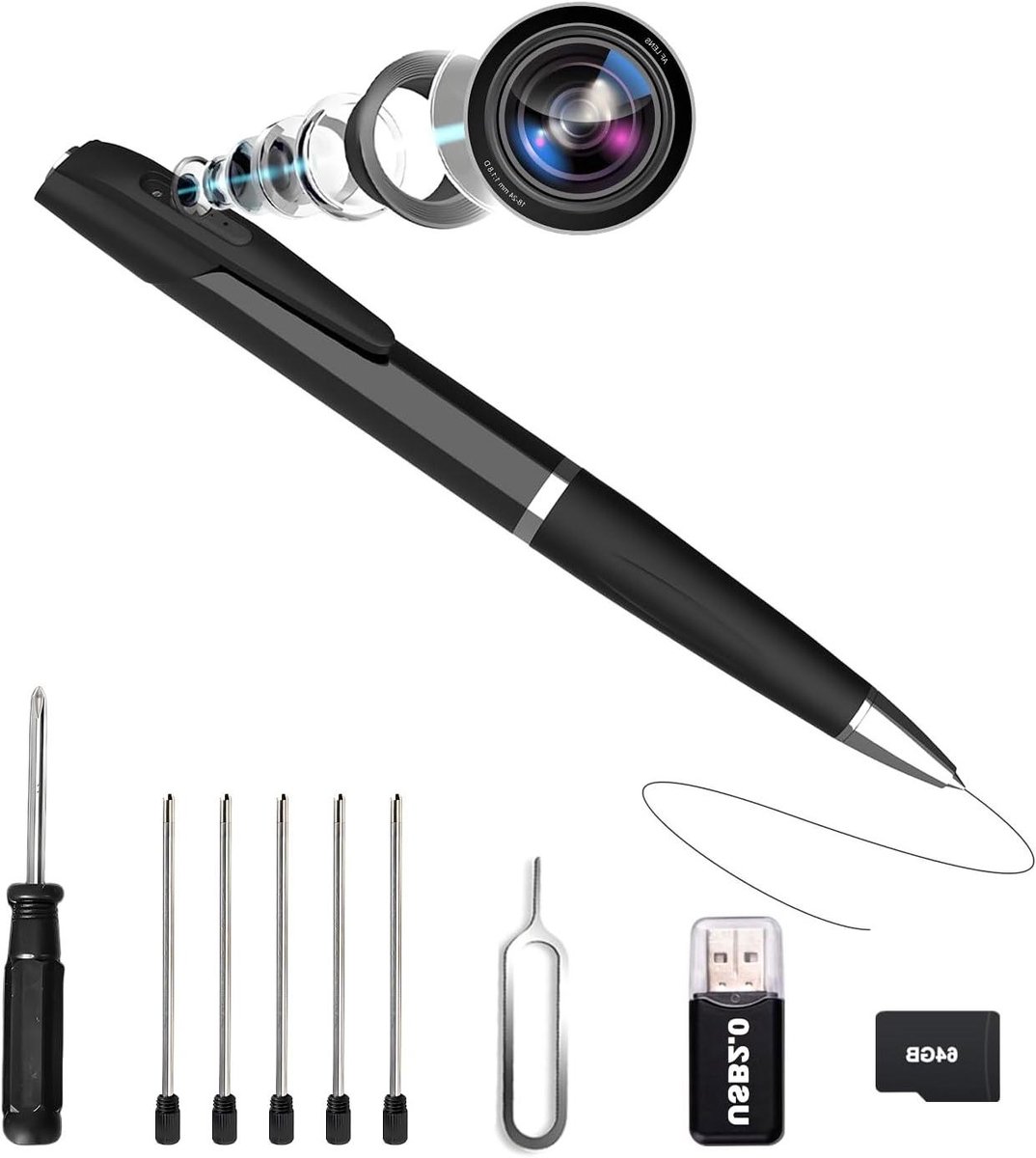 Verborgen Camera - Mini Recorder - Momenten Vastleggen - 1080P FHD Beeld - 64GB Geheugen - Zwart