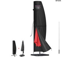 LAMUNI Parasol Beschermhoes, Parasolhoes met Stang, Waterdichte Beschermende Parasolhoes, Grote Tuinparasolhoes, 420D Oxford Parasol Afdekking voor Zweefparasol Ø 3-5m, 240x40/70/50cm
