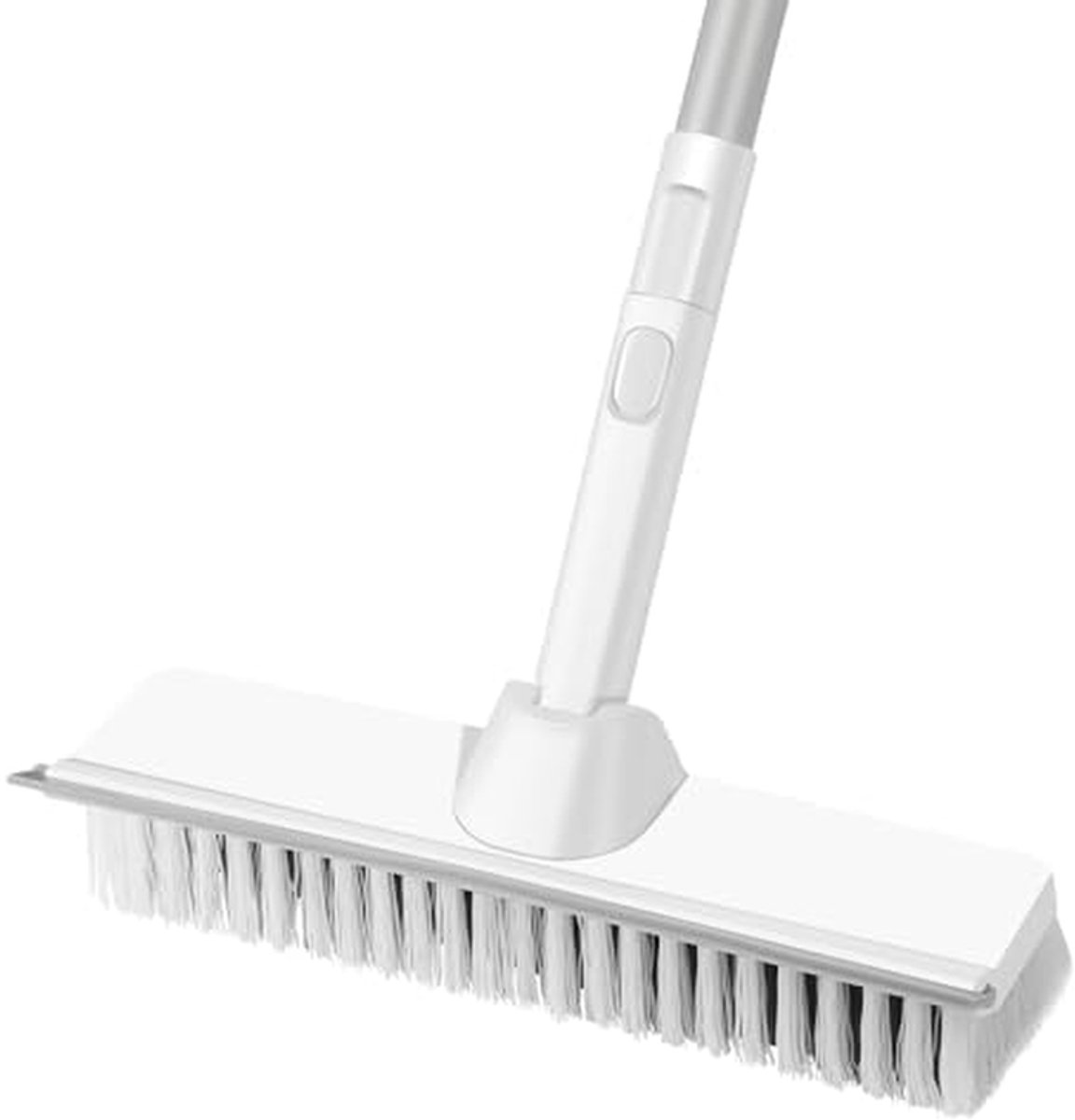 Scrubber with Handle, 2-in-1 Washing Brush with Puller for Floor, 23cm Rigid Bristle Sanding Brush with Adjustable Handle for Cleaning Indoors Garage Kitchen Tiles Wall