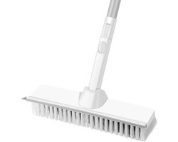 Scrubber with Handle, 2-in-1 Washing Brush with Puller for Floor, 23cm Rigid Bristle Sanding Brush with Adjustable Handle for Cleaning Indoors Garage Kitchen Tiles Wall