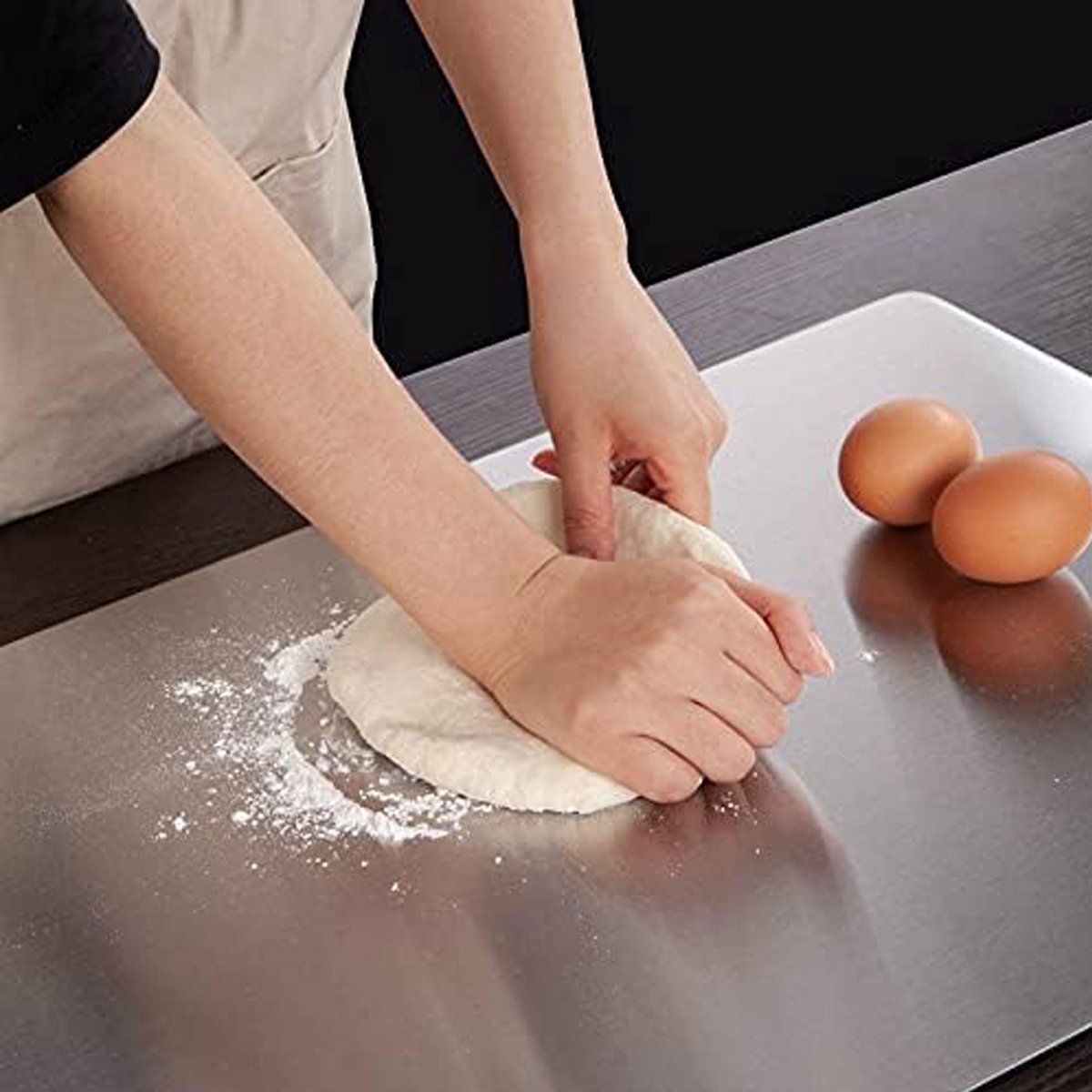 STILVORA Snijplank – Ruim Dubbelzijdig Gebruik – 46 X 30 Cm – Roestvrij Staal – Zilver – Voor Hygiënisch Snijden, Koken En Bakken – Slijtvast