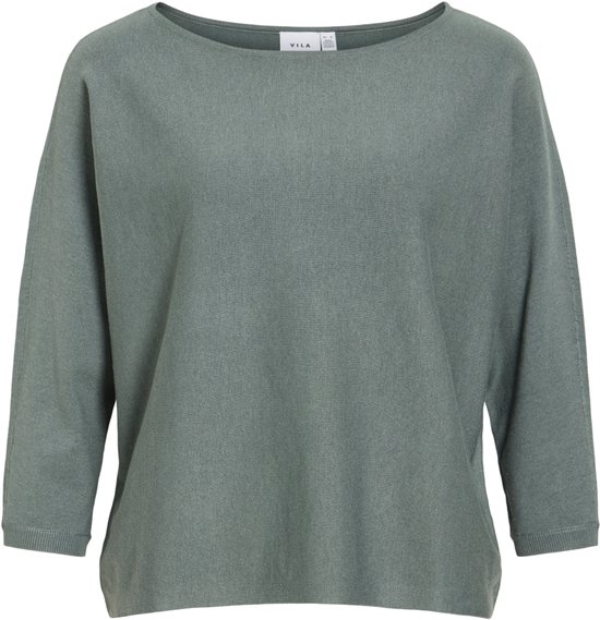 Vila Trui Vimalu Boatneck 3/4 Sleeve Knit Top 14112173 Balsam Green/melange Dames Maat - XXL