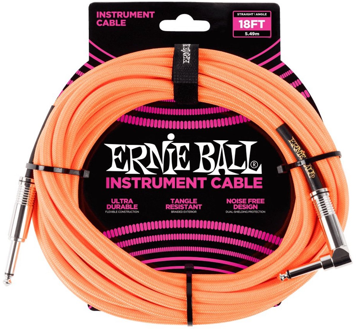 Ernie Ball P06084, 6.35mm, Mannelijk, 6.35mm, Mannelijk, 5,49 m, Oranje