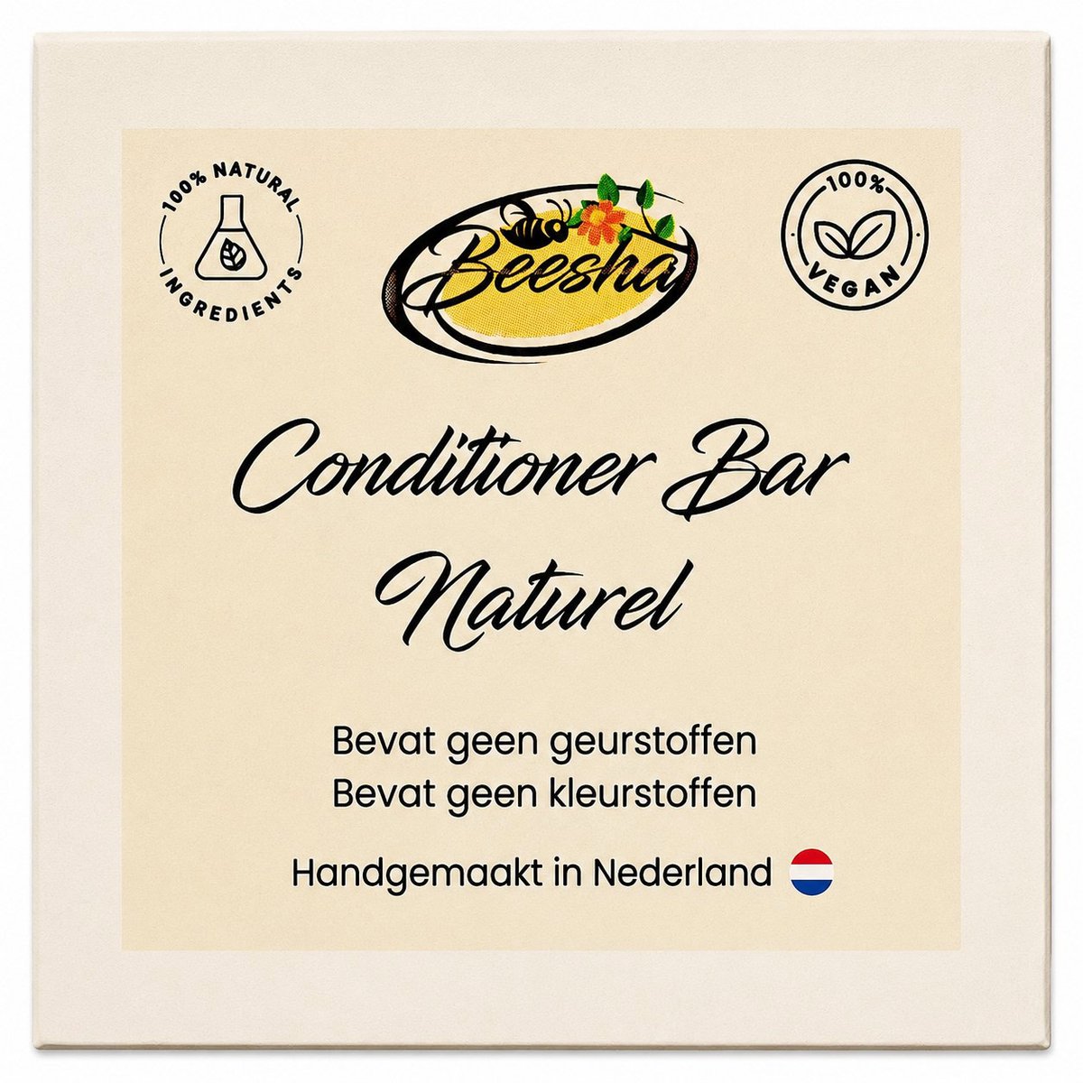 Beesha - Conditioner Bar Naturel - Vegan - Sulfaatvrij - Parabeenvrij - CG Proof