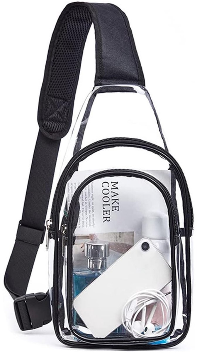 Dailygoods- Draagtas Doorzichtig - Crossbody Tas - Verstelbare Riem - Waterdichte Borsttas - Kleine Tas - Afmetingen 17x9x27 cm