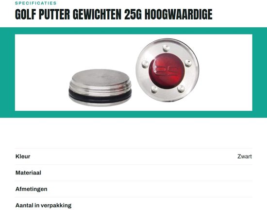 Gewogen golfputterschroeven - Putterclubs - 25g - Set van 2 - Zilverkleurig - Golfaccessoires - Geschikt voor putters - Golfschroeven van Merkloos — afbeelding 3