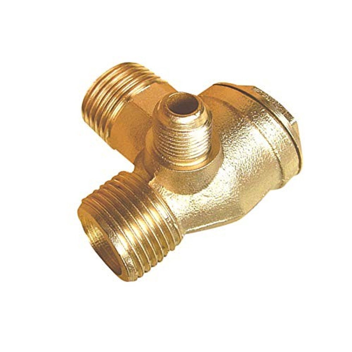 Dailygoods- Check Valve Hoogwaardige Vervangingsklep - 3-Weg - Luchtcompressor - Koper - Mannelijk - 1/2" x 3/8" x 1/8 - Luchtklep