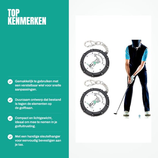 Dailygoods- Golf Score Keeper 18 Gaten - Verstelbare Scoreteller - Duurzaam Kunststof - Metalen Accessoire - Sleutelhanger - Lichtgewicht 17 x 7,7 cm van Dailygoods — afbeelding 2