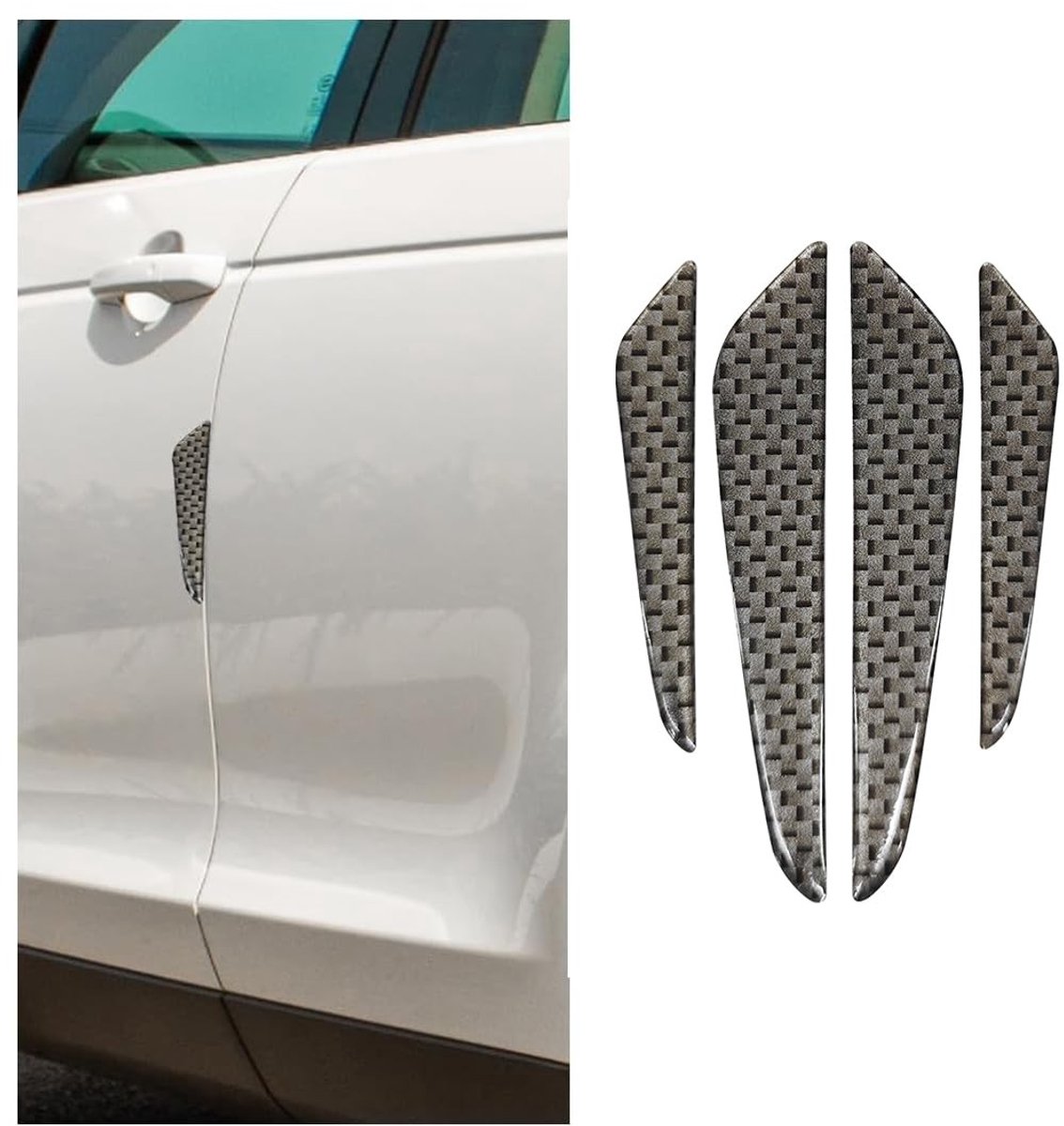 Dailygoods- Autodeurbeschermingsstrip - 4 Stuks - Koolstofvezel - Deurrandbescherming - Krasbestendig - Universeel - Slijtvast en duurzaam - Deurbescherming