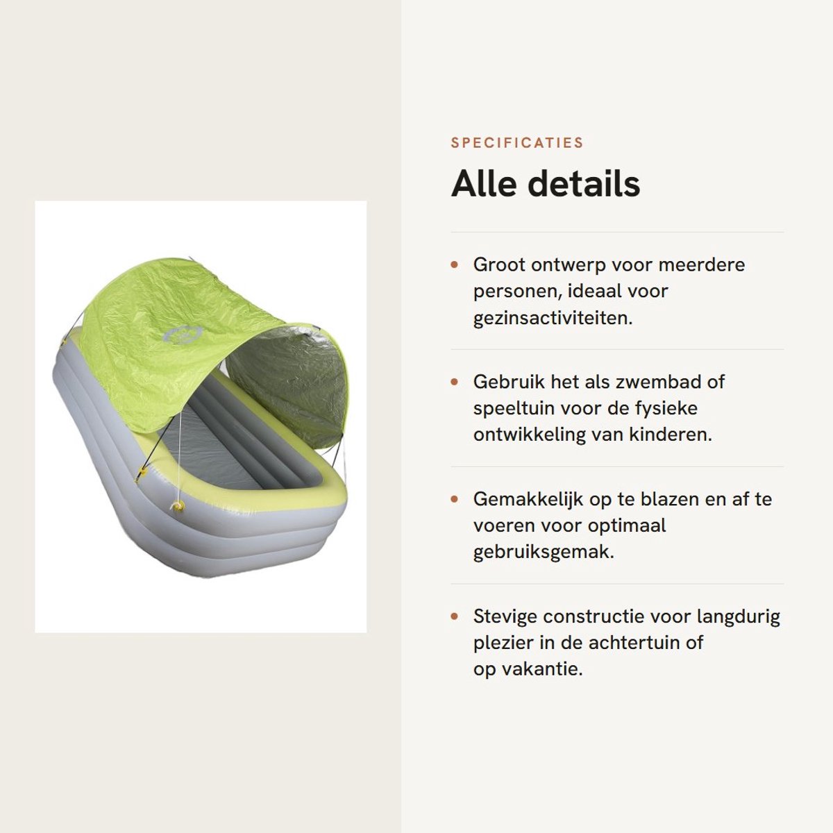 Dailygoods- Opblaasbare Ligstoel - Gezinsvriendelijk - Beschermingsluifel - Groot Ontwerp - Duurzaam Materiaal - Veelzijdig Gebruik - Opblaasbaar Zwembad