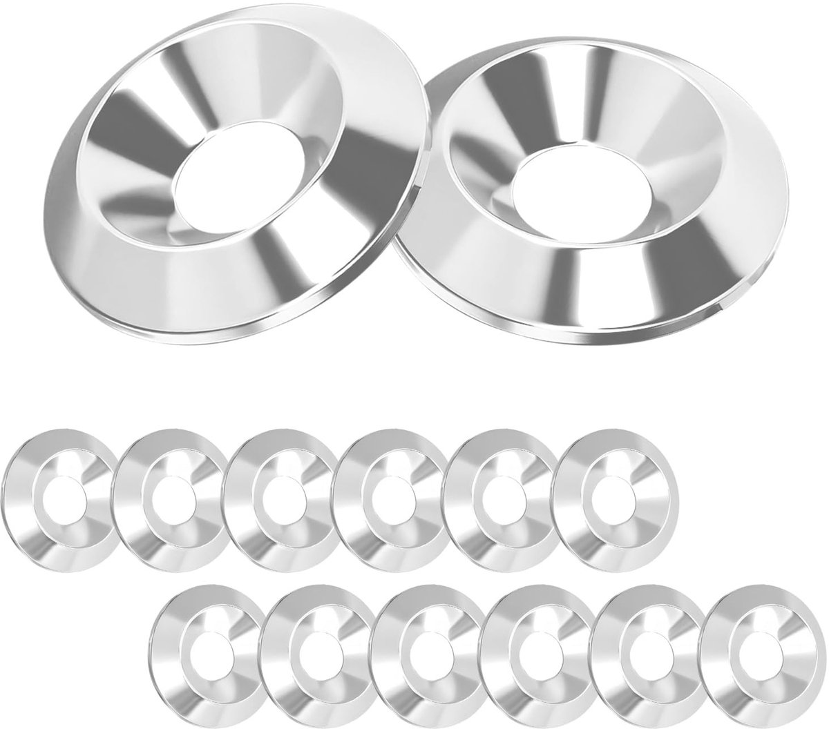 Dailygoods- Sluitringen 20 Stuks - Roestvrij Stalen Sluitringen - M6 x 18 mm - Kegelvormige Sluitringen - Verhoogde Weerstand - Glad/Braamvrij Oppervlak - Schroefringen