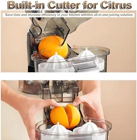 Elektrische Citruspers - Sapcentrifuge Automatisch - Vers Sap Maken - Ingebouwde Snijder - 400 ml - Mat Zwart — afbeelding 3